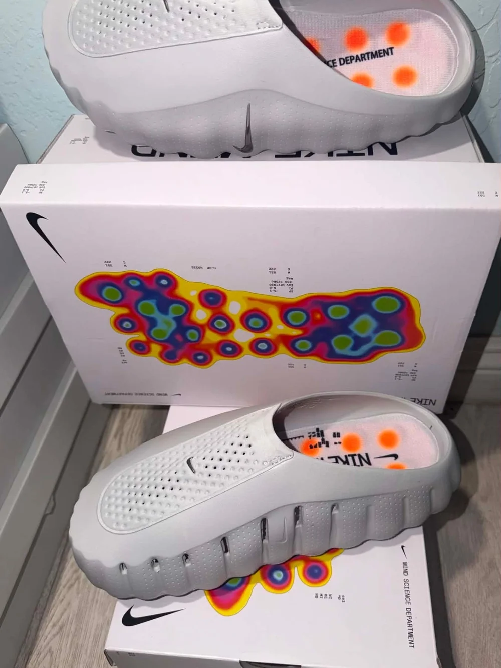 Nike Kids White Slide Sandals with Orange Traction Pods
